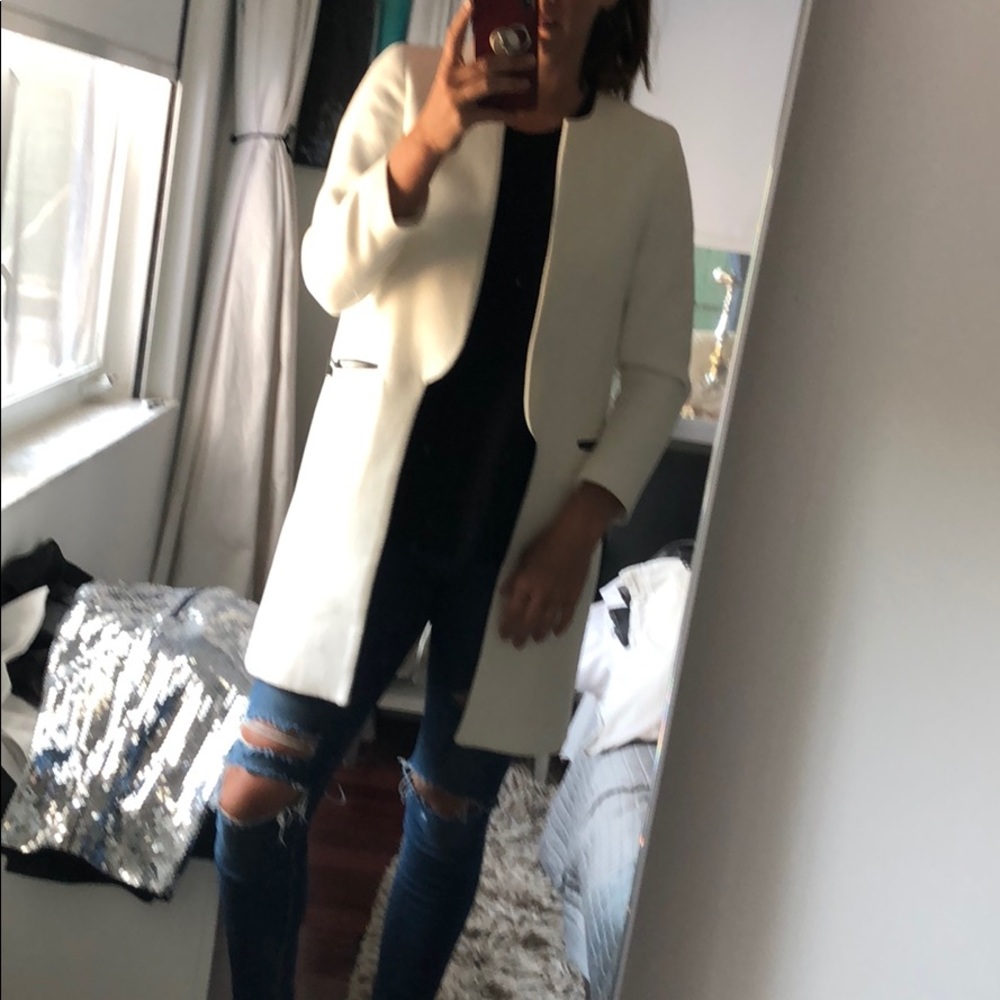 Zara basic white structured coat